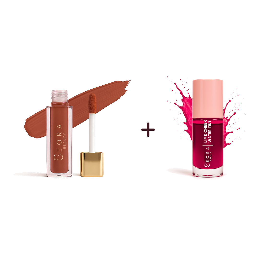 Seora Beauty Caramel Glow Duo — Adore Me Liquid Lipstick in Caramel with Lip & Cheek Water Tint
