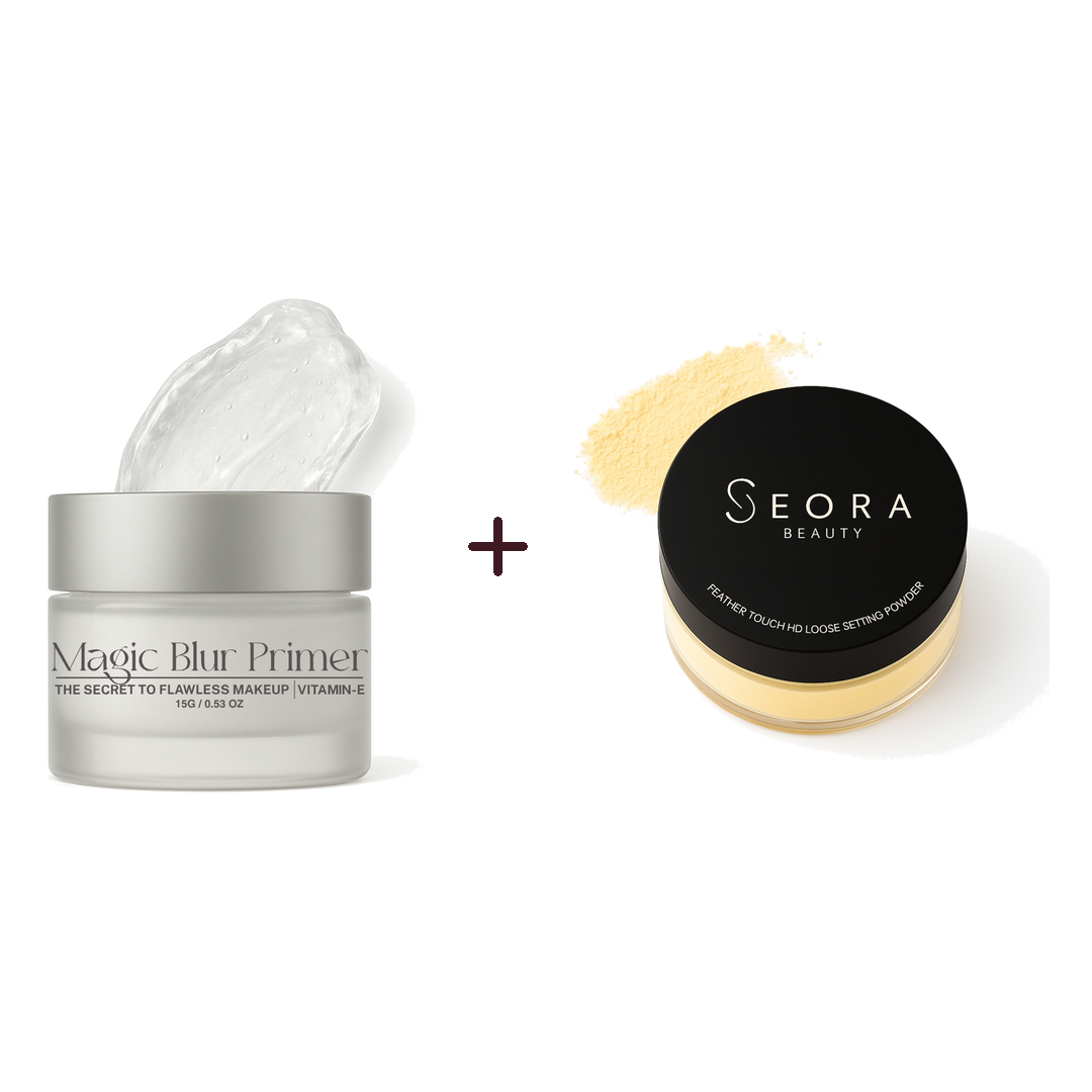 Magic Blur Silicone Primer with Feather Touch HD Loose Setting Powder in Banana