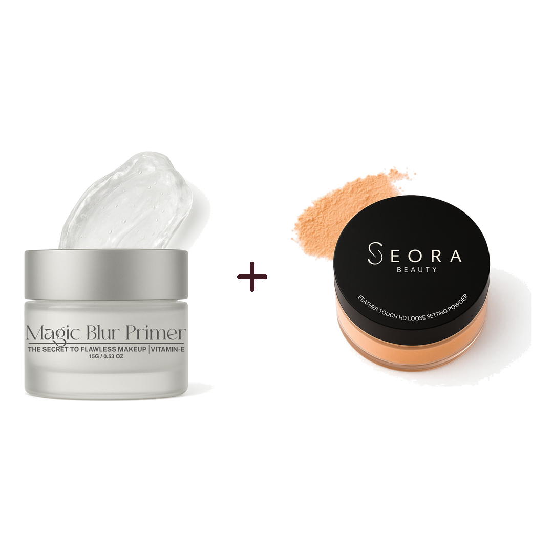 Magic Blur Silicone Primer with Feather Touch HD Loose Setting Powder in Honey