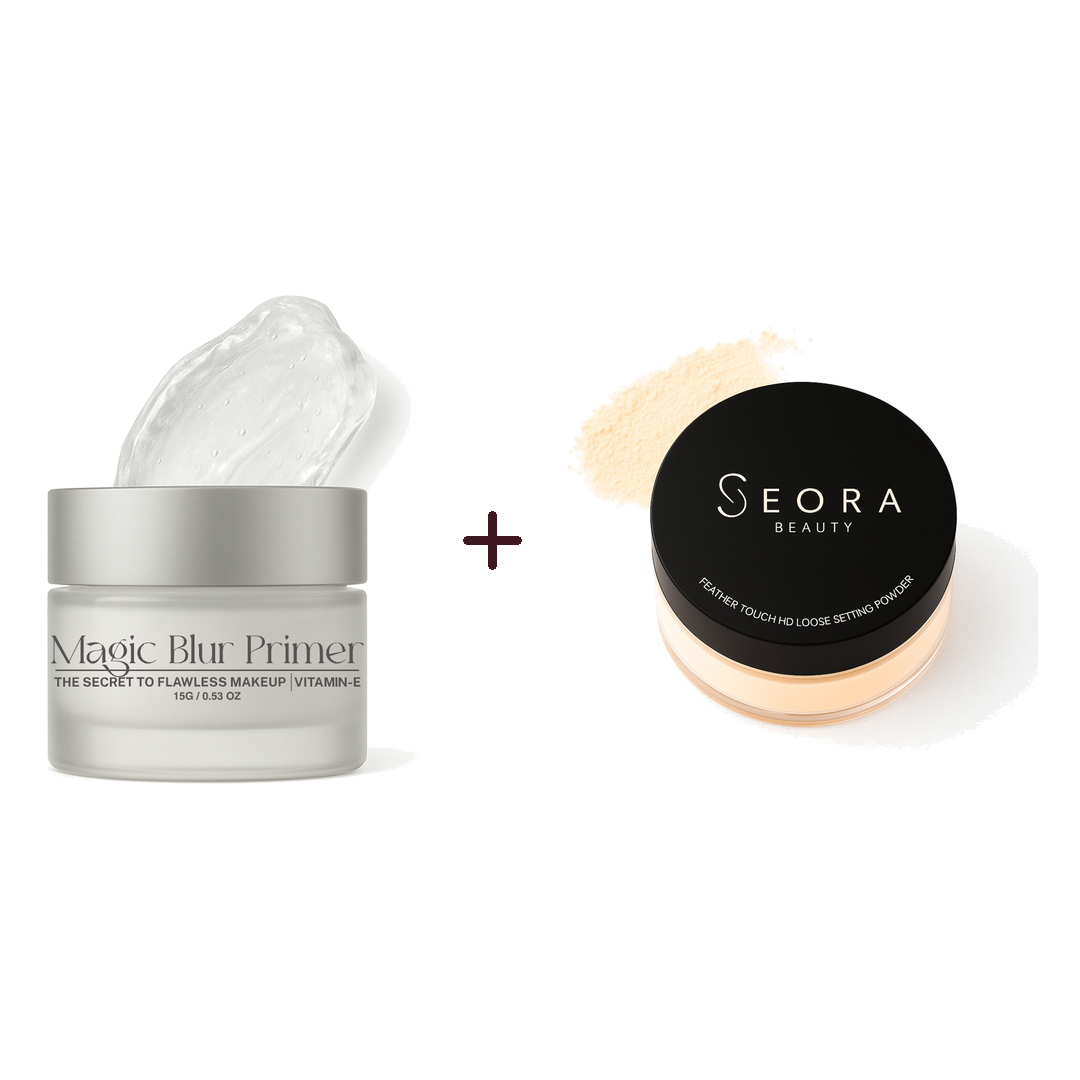 Magic Blur Silicone Primer with Feather Touch HD Loose Setting Powder in Ivory