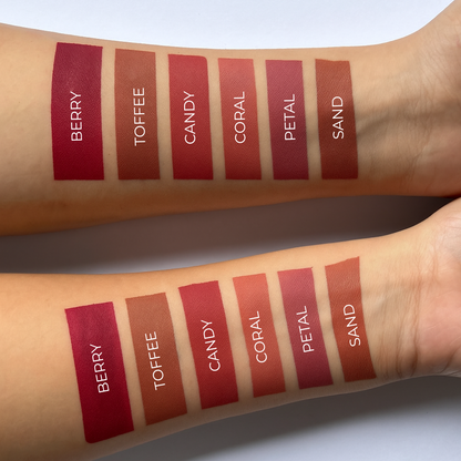 Adore Me Liquid Lipstick shade swatches on skin