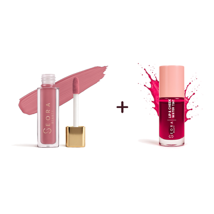 Seora Beauty Petal Glow Duo — Adore Me Liquid Lipstick in Petal with Lip & Cheek Water Tint